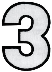 Nažehľovacie vyšívané čísla - trojka biela výška 8 cm